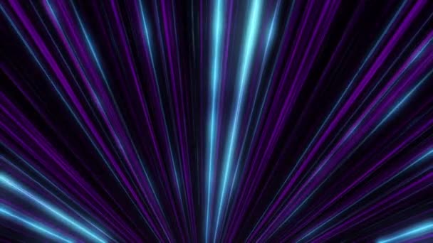 Abstract animation of equal colorful neon rays motion in neon tunnel. Colorful abstraction. — Stock Video