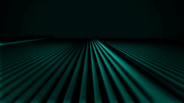 Абстрактна анімація зелених геометричних фігур, що тече як океанічна хвиля на чорному тлі. Сильний ефект контрастності . — стокове відео