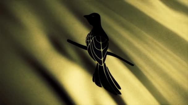 飘扬的金色旗帜与一只知更鸟坐在一个小树枝上, 无缝的循环。贝利什的房子会徽, 王座游戏的概念。仅限编辑使用 — 图库视频影像