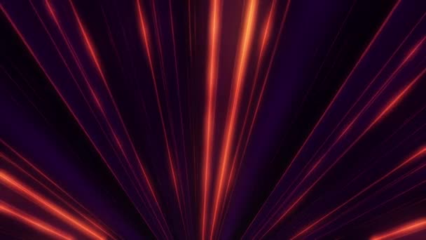 Lueur néon abstraite des lignes de projecteurs. Animation. Spectacle de lumière disco laser sur fond noir. Les lignes néons sont lumineuses et se propagent brillamment du centre 