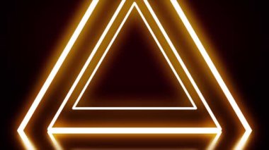 Kameranın yakınlaştırma parlak neon renkli üçgenler lazer. Şaşırtıcı tünel.