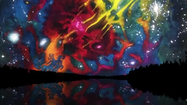 Pinturas al óleo en movimiento. Patrón de pintura multicolor . — Vídeo de stock