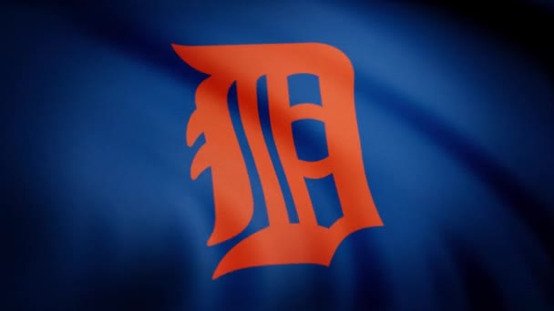 Drapeau de l'équipe de baseball professionnelle américaine des Tigers de Detroit logo, boucle transparente. Animation éditoriale — Video