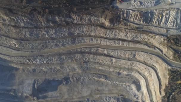 Aerial vief of the roads in a quarry. Shot. Mine and quarry equipment. — Stock Video