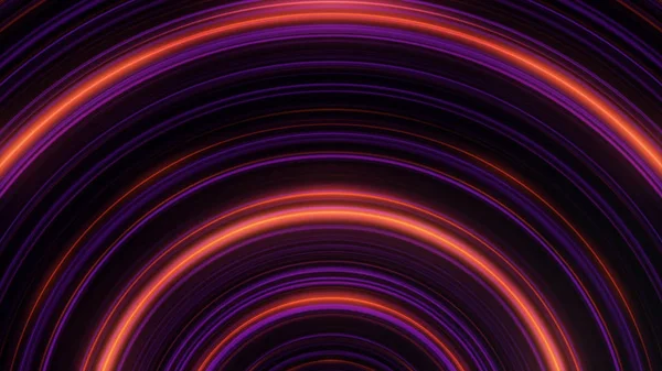 Abstracte circulaire neon lijnen. Animatie. Pulserende neon halfronde lijnen op een zwarte achtergrond. Abstracte achtergrond van circulaire lichtlijnen in Golf pulsaties — Stockfoto