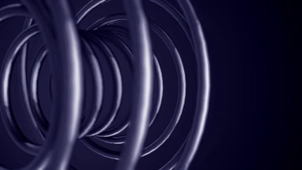 Animação abstrata de espiral de cromo rotativo em um fundo azul. Forma cromada . — Vídeo de Stock