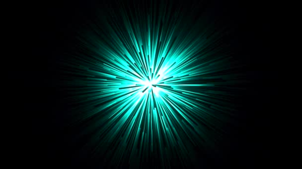 Animation eines leuchtenden Tunnels mit schnell fliegenden blauen Lichtstreifen auf schwarzem Hintergrund. abstrakte Bewegungshintergründe. — Stockvideo