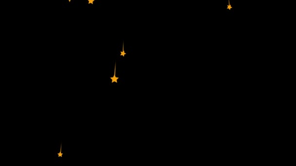 Animation abstraite d'étoiles jaunes tombantes sur fond noir. Contexte abstrait du mouvement . — Video