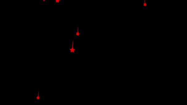 Abstrakcyjna animacja upadku czerwonych gwiazd na czarnym tle. Ruch streszczenie tło. — Wideo stockowe
