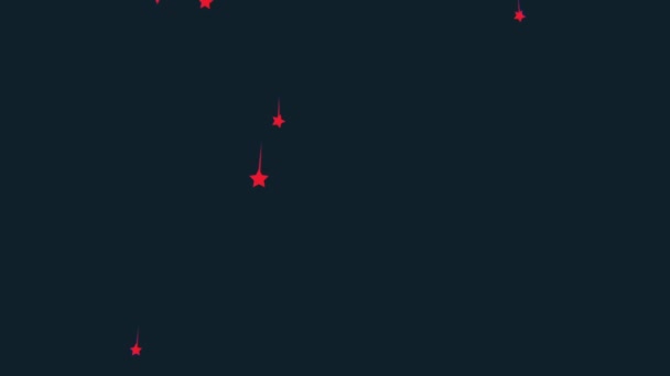 Animación de la caída de estrellas de color rosa navideño sobre un fondo oscuro. Fondo de movimiento abstracto . — Vídeo de stock