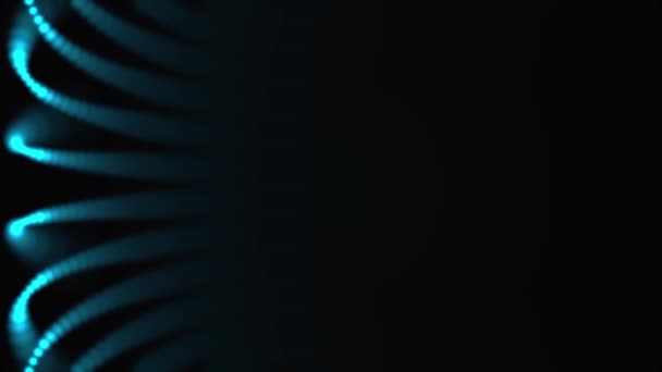 천천히 이동 하는 검은 배경에 흐리게 네온 수평 광선의 추상 애니메이션. 다채로운 추상화. — 비디오