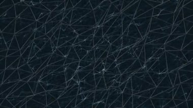 Hareketli, bağlı üçgenler ve satırları parlayan güzel geometrik arka plan. Arka plan parlak çizgilerin pleksus soyut.