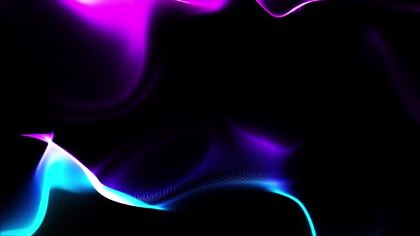 Plasma électronique abstrait sur fond noir. Animation. Les flux plasmatiques multicolores se déplacent en ondes lisses sur fond isolé noir 