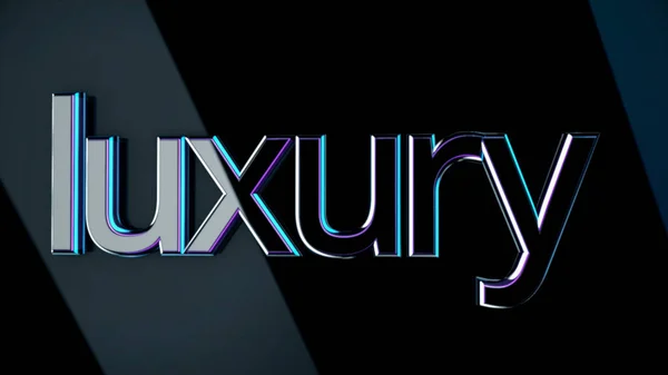 Inscription Luxury. Animation. Luxury volumetric lettering with glossy surface reflects light shine on dark isolated background — Stock Photo, Image