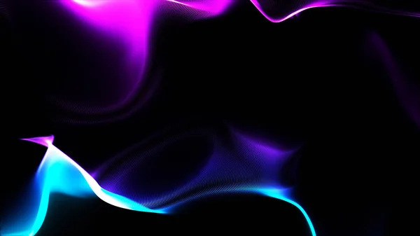 Абстрактная электронная плазма на черном фоне. Анимация. Разноцветные плазменные потоки движутся гладкими волнами на черном изолированном фоне — стоковое фото