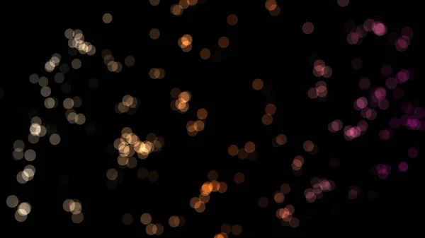 Astratto bokeh scintillante su sfondo nero. Animazione. Paillettes multicolori a fuoco che si muovono come particelle vive su fondo nero isolato — Foto Stock