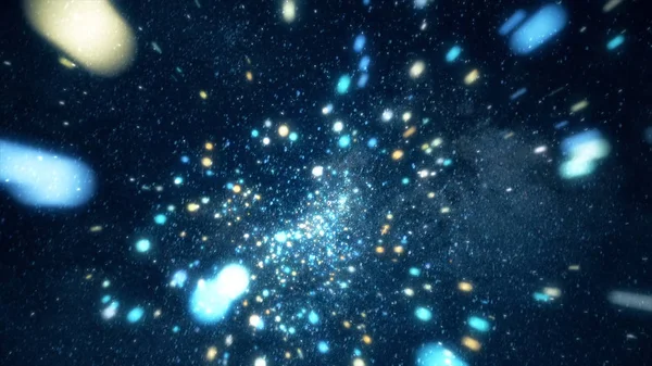 Абстрактний космічний простір з яскравими зірками. Анімація. Рухається серед яскравих ігристих зірок у відкритому просторі чистої ночі — стокове фото