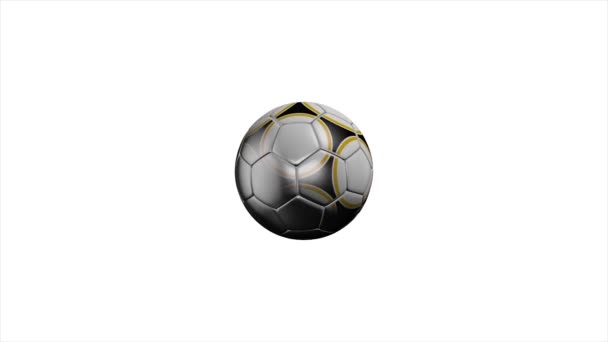 Realistic leather soccer ball rotating on the white background. Animation of a football ball on a white background — Stock Video