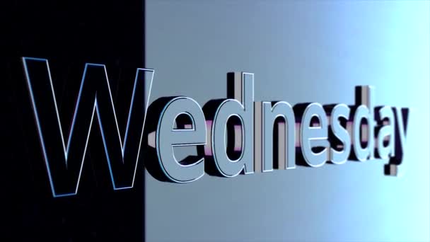 Giorno di animazione della settimana Mercoledì. Movimento della parola Mercoledì con contorni luminosi su sfondo nero — Video Stock