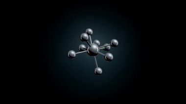 Soyut animasyon karanlık bir arka plan üzerinde gri moleküller dönme. Kavramı kimya
