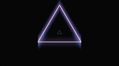 Güzel soyut üçgen tünel neon ışıklı siyah arka plan, sorunsuz döngü üzerinde hareketli hızlı hatları. Animasyon. Hiç durmadan hareket geometrik şekiller mor ile fütüristik tünel.