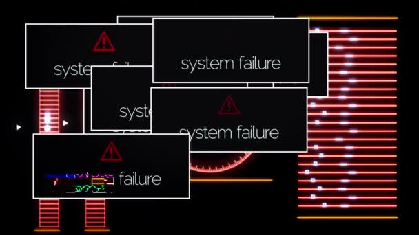 システム エラー メッセージ、デジタル セキュリティの概念によって中断されるコンピューターの画面上のプログラム。アニメーション。信号の干渉やモニターのポップアップ. — ストック動画