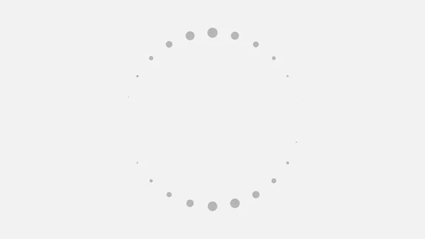 Abstracte animatie van het laden van kleine cirkels icoon op witte achtergrond, naadloze lus. Animatie. Grijze en zwarte bubbels bewegen en glinsteren in een cirkel eindeloos. — Stockfoto