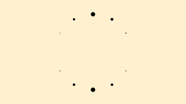 Icono redondo de carga sobre fondo beige claro con burbujas negras parpadeantes. Animación. Círculos pequeños giratorios en forma de círculo centrado . —  Fotos de Stock