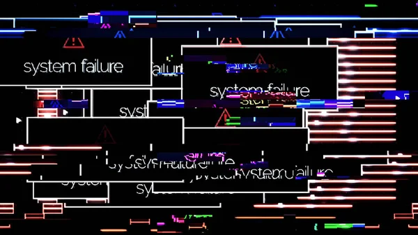 Abstract laptop screen with system damage error messages and signal noise, cyber security concept. Animation. System failure pop ups on the computer monitor change into normally running program.