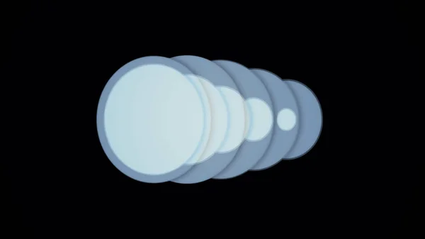 Blauwe en groene abstracte cirkels te verbreden en smal naar beneden op zwarte achtergrond, naadloze lus. Animatie. Digitale licht bubbels overlap beweging. — Stockfoto