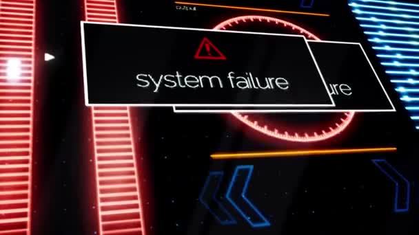 Program failure warning notifications all over the screen, security alert concept. Animation. Computer monitor showing windows with system failure messages with red indicators on background. — Stockvideo