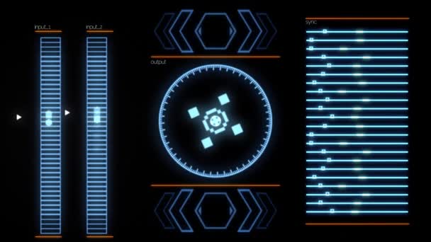 Mål skanner med radar rotation, Visa dator data, High Tech-koncept. Animation. Närbild för laptop skärm och rinnande program. — Stockvideo