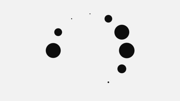 Points noirs abstraits sur fond blanc se déplaçant en cercle. Animation. Fond abstrait de chargement de points noirs pulsant en mouvement circulaire — Video