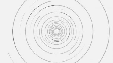 Tarama hareketi ile radar ekran arka plan animasyonu, kesintisiz döngü. Animasyon. Beyaz arka planda huni oluşturan gri dar çizgiler döndürme, tek renkli.