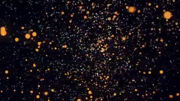 Abstracte animatie van glinsterende kleurrijke deeltjes beweging op een zwarte achtergrond. Beelden. Kleurrijke animatie — Stockvideo