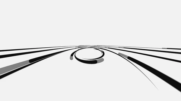 Animation abstraite de lignes noires se tordant en spirale sur fond blanc. Animation. abstraction noir et blanc — Photo