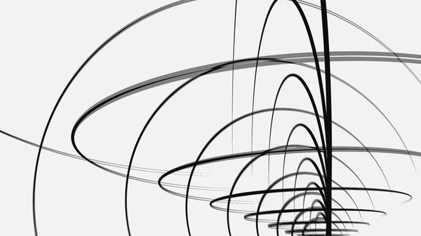 Animación abstracta de la rotación de líneas negras retorcidas sobre un fondo blanco. Animación. Abstracción en blanco y negro —  Fotos de Stock