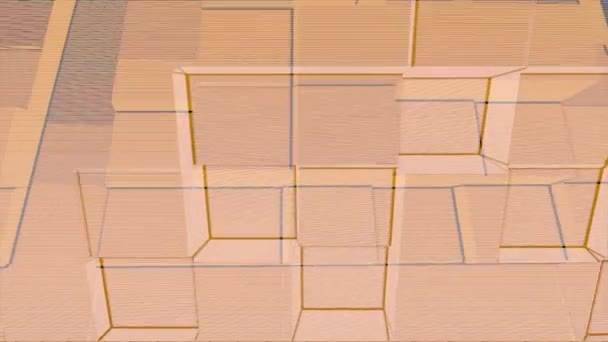 Animering av beige vägg av kuber som rör sig framåt och bakåt, sömlös slinga. Animation. Abstrakt volym blockerar ändlösa rörelser. — Stockvideo