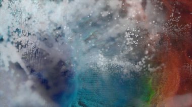 Soyut renkli hareket küçük parçacıklar ile doku sallayarak. Animasyon. Hareketli nokta veya küçük daireler, sorunsuz döngü ile siber veya teknoloji dijital manzara arka plan.