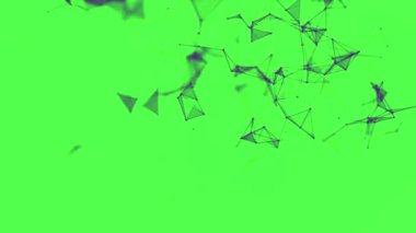 Siyah üçgen çerçeveleri yeşil arka plan üzerinde yavaş hareket eden soyut animasyon, sorunsuz döngü. Stok. Pleksus bağlantıları, tel çerçeve ile soyut arka plan.