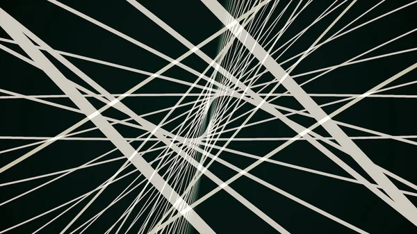 Abstract narrow white lines crossing and forming rhomb tunnel on black background. Animation. Monochrome animation of many narrow lines and waves, seamless loop.