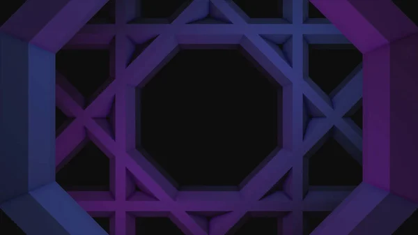 Kleurrijke animatie van bewegende pleinen met zeshoeken binnenin, naadloze lus. Animatie. Geometrische figuren die zich in de richting van de camera op een zwarte achtergrond bewegen. — Stockfoto