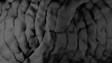 Soyut gri tuval doku arka plan, sorunsuz döngü. Animasyon. Koyu gri ipeksi kumaş yüzeyi, geniş çizgiler yavaş hareket eden, tek renkli.