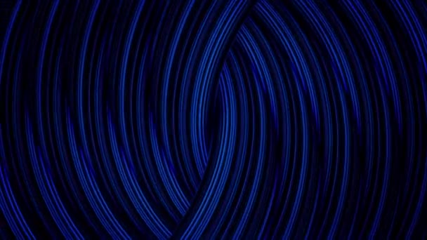 Abstrakcyjna animacja kolorowych błyszczących linii neonowych przecinających spiralę. Animacji. Barwna Abstrakcja — Wideo stockowe