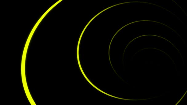 Animación abstracta de la hilatura interminable línea de neón colorido moviéndose en una espiral sobre el fondo negro. Animación. Túnel de neón futurista — Vídeo de stock