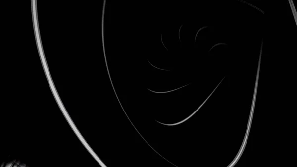 Túnel vacío abstracto formado por líneas curvas blancas en movimiento sobre fondo negro, bucle sin costuras. Animación. Flujo infinito de rayas estrechas retorcidas, monocromáticas . — Foto de Stock