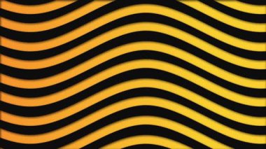Siyah ve sarı dalgalar yavaş, sorunsuz döngü akan soyut renkli arka plan. Animasyon. Sonsuz hareket eden parlak dalgalı çizgiler.