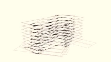 Bir projenin erken aşamasında 3d modern ev modeli, inşa ve tasarım kavramı. Animasyon. Beyaz arka plan üzerinde bir binanın şematik görünümü.