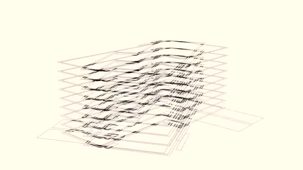 Model 3D nowoczesny dom na wczesnym etapie projektu, budowy i projektowania koncepcji. Animacji. Schematyczny widok budynku na białym tle. — Wideo stockowe