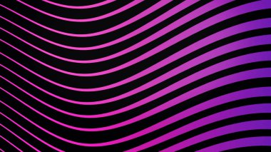 Siyah ve leylak dalgaları yavaş, sorunsuz döngü akan soyut renkli arka plan. Animasyon. Sonsuz hareket eden parlak dalgalı çizgiler.